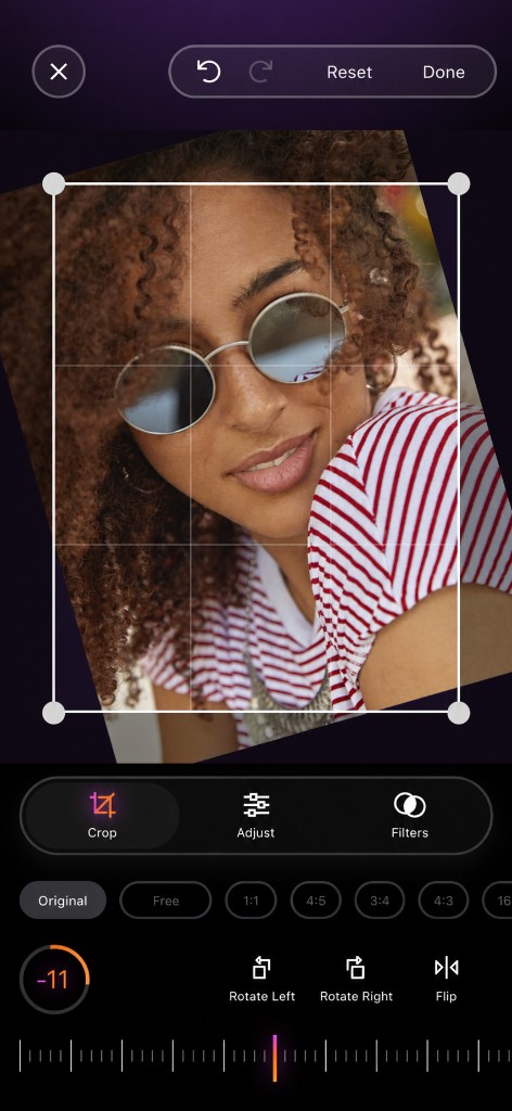 Grid Planner crop and edit screen