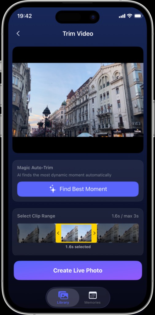 Trim Video screen
