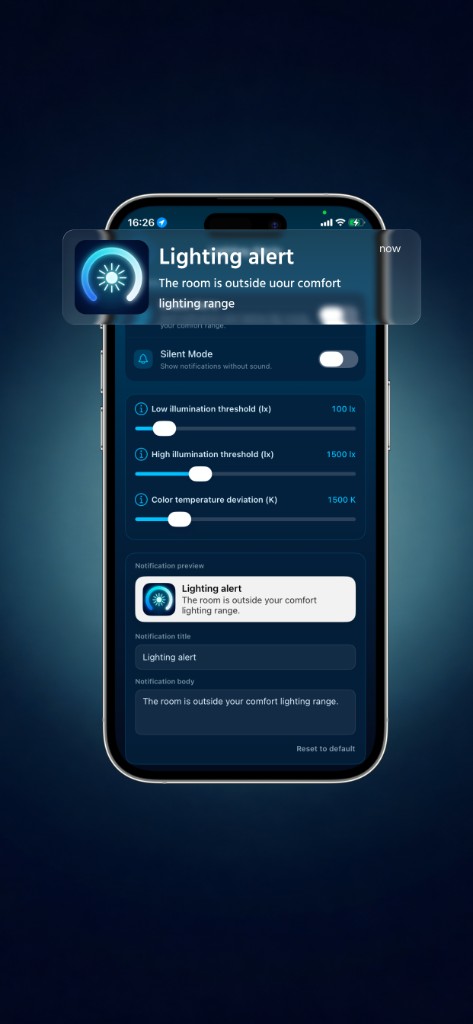 Comfort lighting alert preview