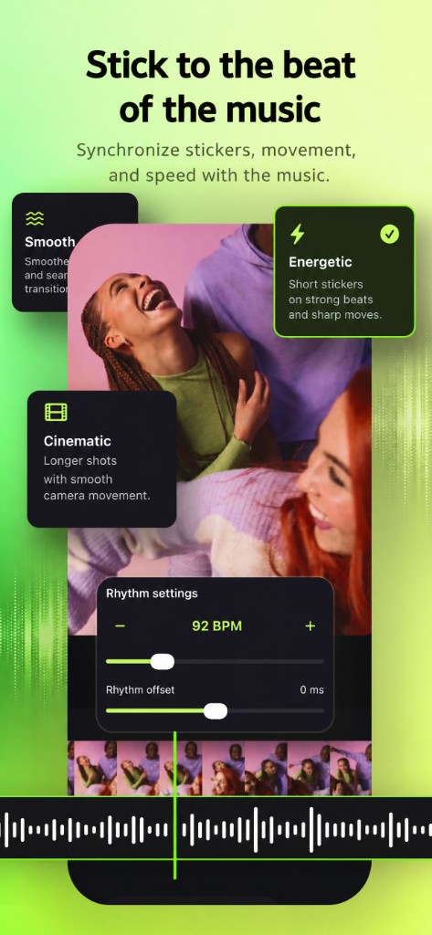 MOTION beat sync with BPM, rhythm offset and music waveform