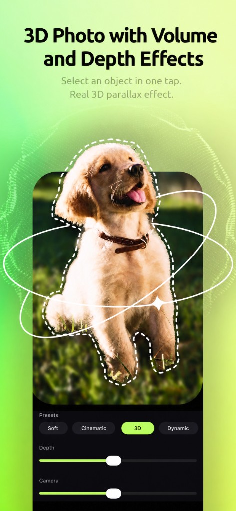 MOTION 3D Photo with subject cutout, depth and camera controls