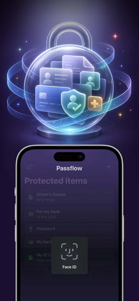 Biometric unlock and local vault access controls in Passflow