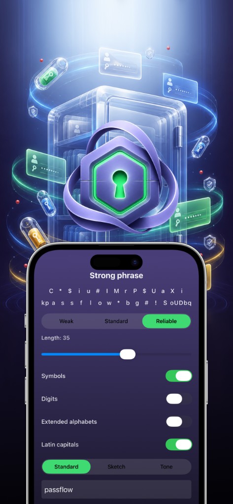 Passflow generates complex and reliable passwords